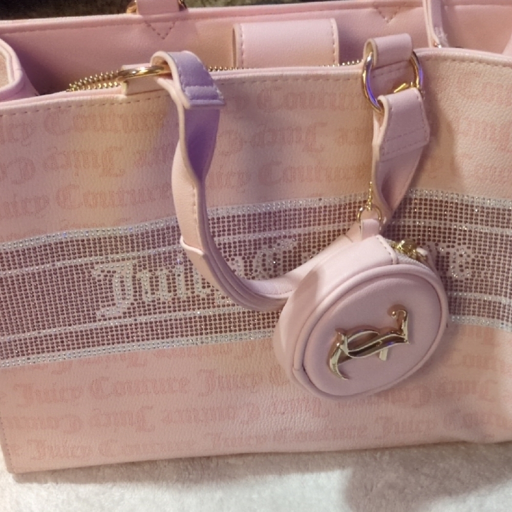 Juicy Couture Pink Tote Bag with Elegant Design WITH Wallet 2for1